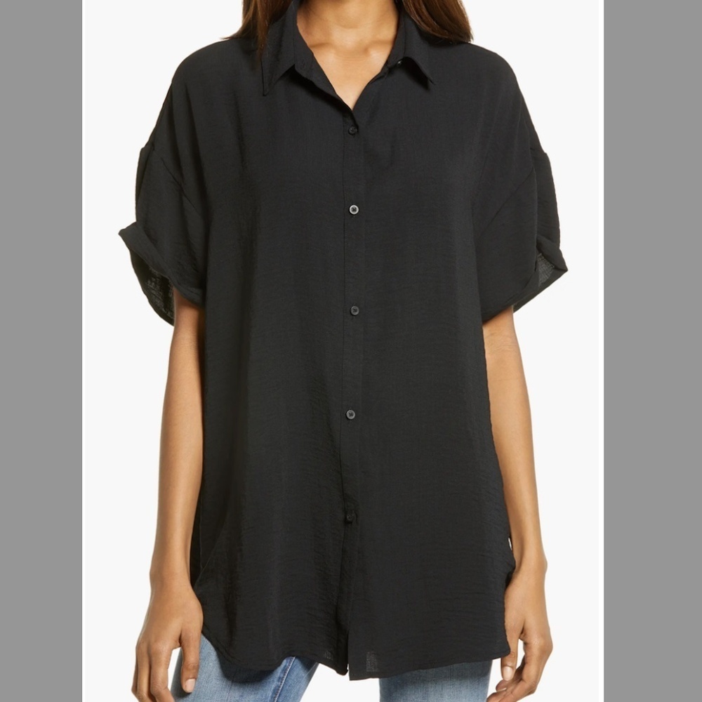 TREASURE & BOND Oversize Short Sleeve Tunic, Black